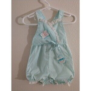 Vintage Girls shortalls Romper Butterfly Blue Sears 18 Months summer